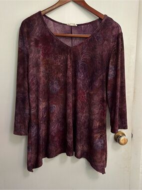 VTG 90s Fairy Witchy Top Womens L Purple Boho Whimsigoth Grunge 3/4 Sleeves Y2K